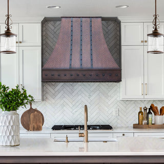 Decorative Copper Vent Hood with Straps and Rivets l Fully Customizable I SINDA Copper