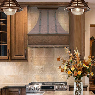SINDA Custom Copper Kitchen Hood in Antique Copper Light Hammered Texture H7TRC I Fully Customizable I SINDA Copper
