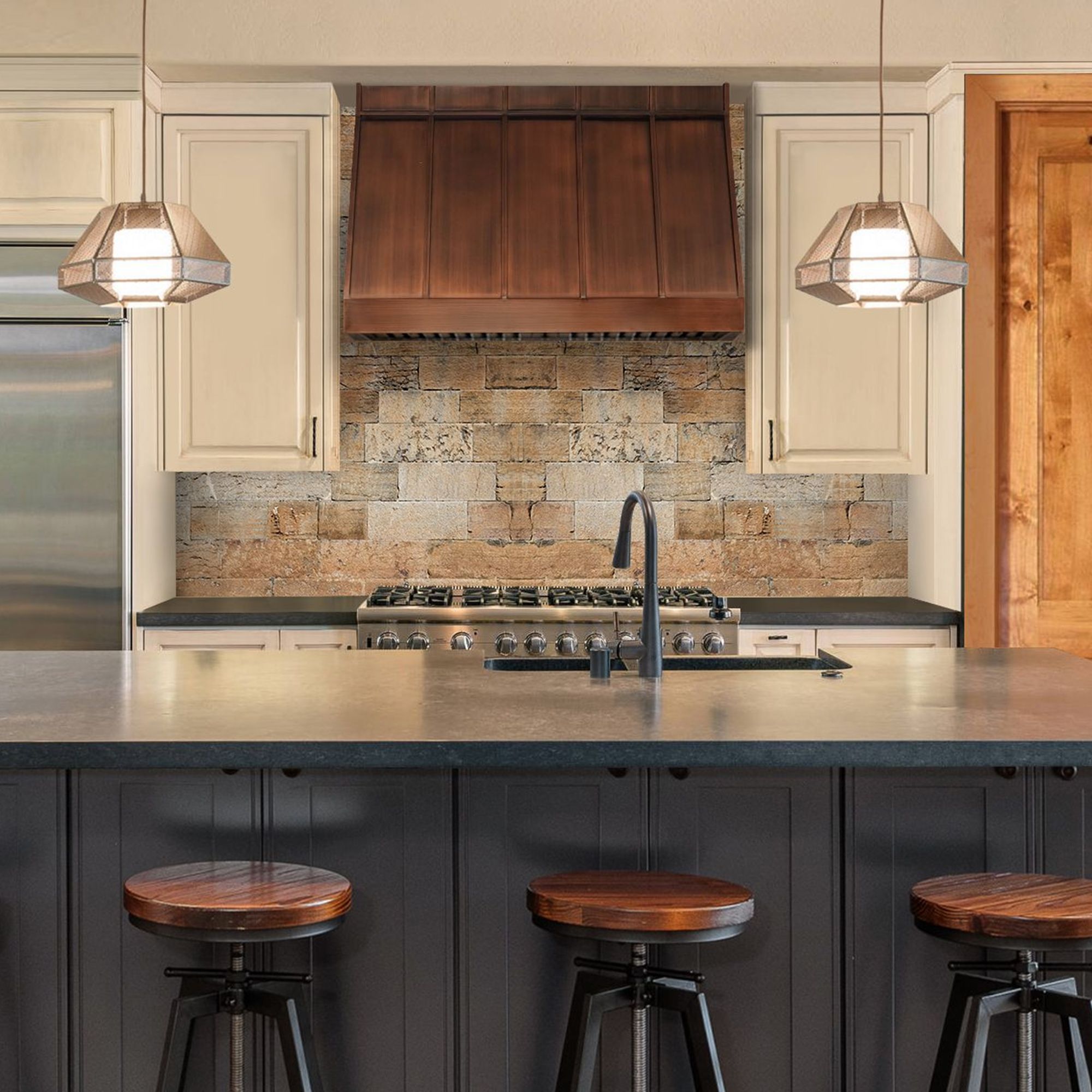 SINDA Sloped Custom Copper Hood H8TR6 | Copper Kitchen Hood