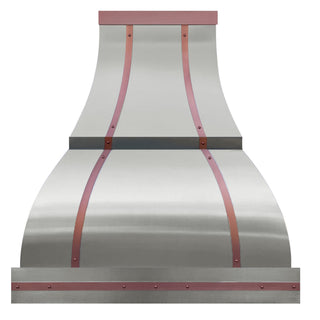 SINDA Brushed Stainless Steel Range Hood with Copper Straps & Rivets SRH1-2-2TR-WA