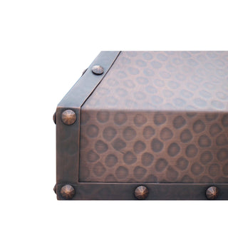 Hammered copper stove hood with unique rivets by sinda
