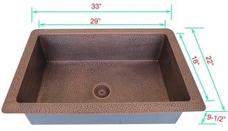 SIDNA Undermount Single Bowl Copper Kitchen Sink In Stock HB-1 - Sinda Coppercopper sink