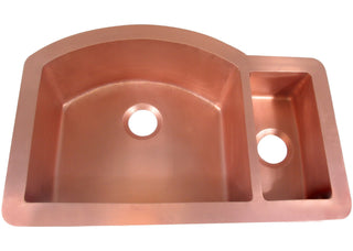 SINDA 70/30 Double Bowl 14 Gauge Undermount Copper Kitchen Sink KOUR-1 - Sinda Coppercopper sink