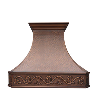 Wall Mount Premium Classic|Scroll Apron|Light Hammered Copper Custom Range Hood|SINDA