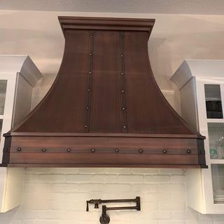 SINDA High-end Classic Shape with Decorative Straps and Rivets Copper Custom Kitchen Vent Hood