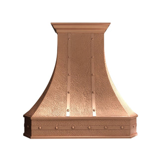 SINDA Classic Hammered Body with Decorative Straps and Rivets Copper Custom Range Hood