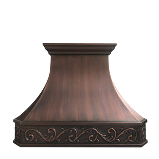Handcrafted luxury classic scroll apron design antique copper custom range hood SINDA