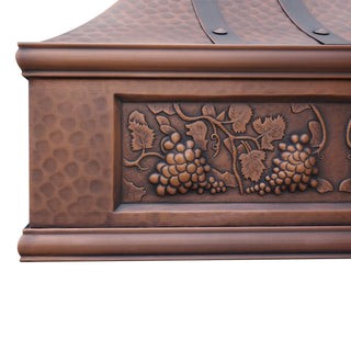 Handcrafted apron design for sinda custom copper range hood - fully customizable and free shipping