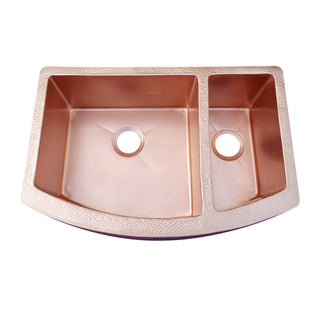 SINDA Double Bowl 14 Gauge Farmhouse Apron Copper Kitchen Sink KSAR-9 - Sinda Coppercopper sink