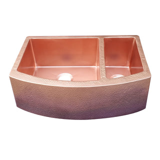 SINDA Double Bowl 14 Gauge Farmhouse Apron Copper Kitchen Sink KSAR-9 - Sinda Coppercopper sink