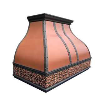 Decorative copper vent hood with unique apron design luxury design