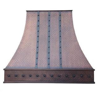 SINDA Hammered Custom Copper Kitchen Hood with Oil Rubbed Bronze Straps & Rivets l Free Standard Shipping l SINDA Copper