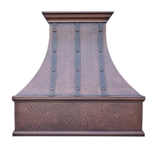 SINDA Custom Copper Kitchen Hood in Antique Copper Light Hammered Texture H7TRC I Fully Customizable I SINDA Copper