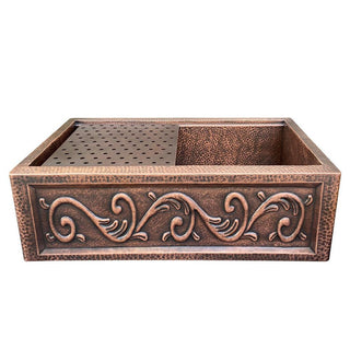 SINDA Single Bowl 14 Gauge Farmhouse Apron Copper Kitchen Sink KSA-4 - Sinda Coppercopper sink
