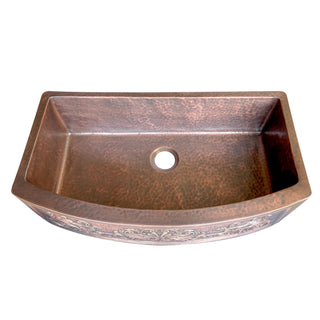 SINDA Single Bowl 14 Gauge Farmhouse Apron Copper Kitchen Sink KSAR-10 - Sinda Coppercopper sink
