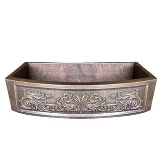 SINDA Single Bowl 14 Gauge Farmhouse Apron Copper Kitchen Sink KSAR-10 - Sinda Coppercopper sink