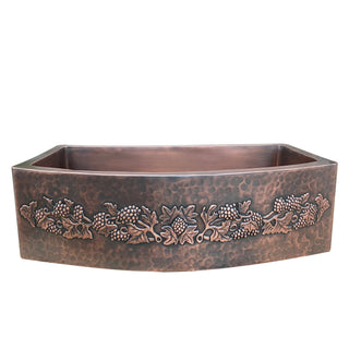 SINDA Single Bowl 14 Gauge Farmhouse Apron Copper Kitchen Sink KSAR-12 - Sinda Coppercopper sink