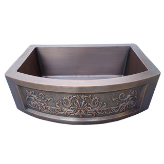 SINDA Single Bowl 14 Gauge Farmhouse Apron Copper Kitchen Sink KSAR-1 - Sinda Coppercopper sink