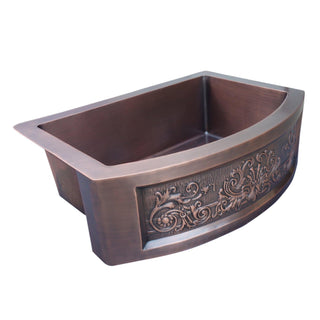 SINDA Single Bowl 14 Gauge Farmhouse Apron Copper Kitchen Sink KSAR-1 - Sinda Coppercopper sink