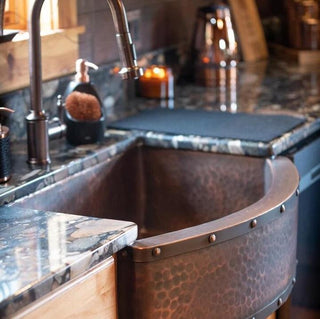 SINDA Single Bowl 14 Gauge Farmhouse Apron Copper Kitchen Sink KSAR-4 - Sinda Coppercopper sink