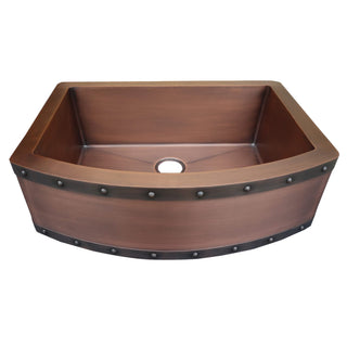 SINDA Single Bowl 14 Gauge Farmhouse Apron Copper Kitchen Sink KSAR-4 - Sinda Coppercopper sink