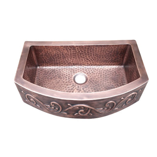 SINDA Single Bowl 14 Gauge Farmhouse Apron Copper Kitchen Sink KSAR-5 - Sinda Coppercopper sink