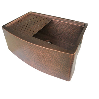 SINDA Single Bowl 14 Gauge Farmhouse Apron Copper Kitchen Sink KSAR-6 - Sinda Coppercopper sink
