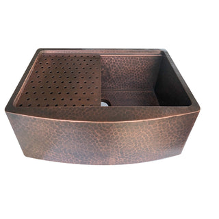 SINDA Single Bowl 14 Gauge Farmhouse Apron Copper Kitchen Sink KSAR-6 - Sinda Coppercopper sink