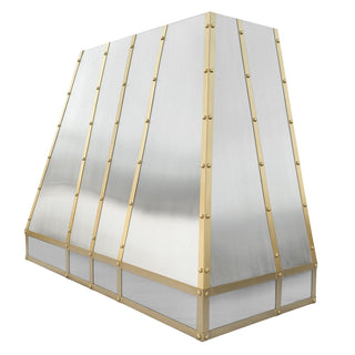 SINDA Handcrafted Niche Brushed Stainless Steel Custom Kitchen Hood with Straps and Rivets