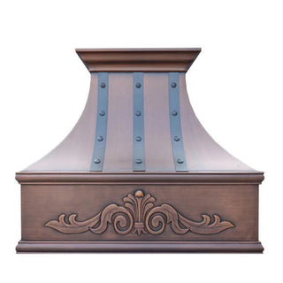 Tuscan H7TRA Copper Range Hood with Center Accent Pattern Apron Design - SINDA