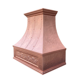 Decorative Tuscan Copper Kitchen Hood with Straps and Rivets - Factory Direct Price - SINDA Copper