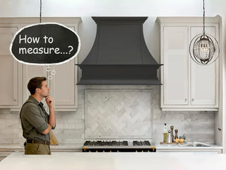 A man is thinking about how to measure a range hood.