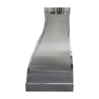 Stainless steel stove hood on a white background