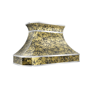 kitchen wall mount black gold brass range hood with gold and black pattern