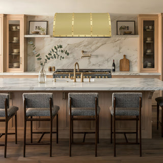 modern kitchen brushed brass vent hood