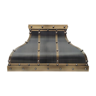 stainless steel and brass range hood
