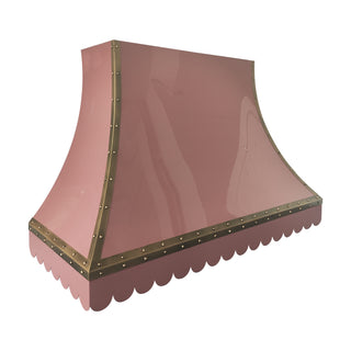 custom pink stainless steel range hood with decorative rivets