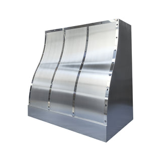 stainless seel kitchen range hood with polished straps