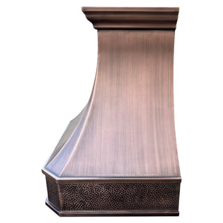 Copper range hood on a white background