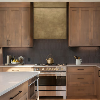 SINDA Kitchen Aged Brass Vent Hood in Luxury Kitchen