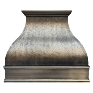 Decorative wall-mounted hammered aged brass vent hood 