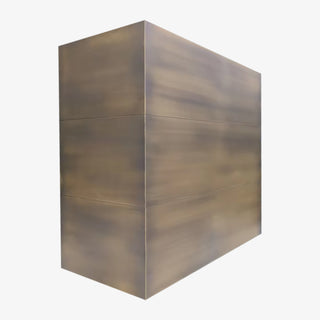 custom aged brass kitchen range hood