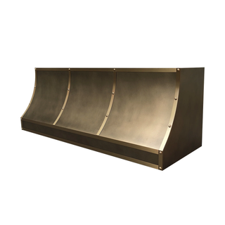 sinda aged brass kitchen hood with curved bottom