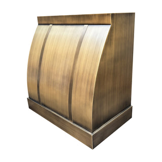 smooth curved body with vertical antique brass straps