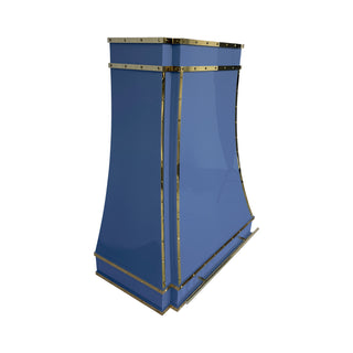 handcrafted custom blue stainless steel kitchen range hood