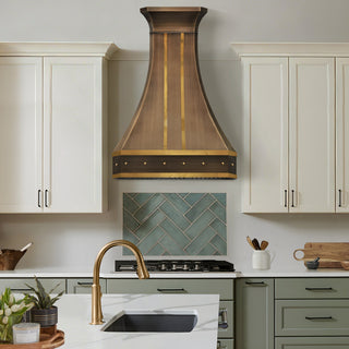[CUSTOM] SINDA Handmade Kitchen Antique Brass Range Hood BRH3X-2TR