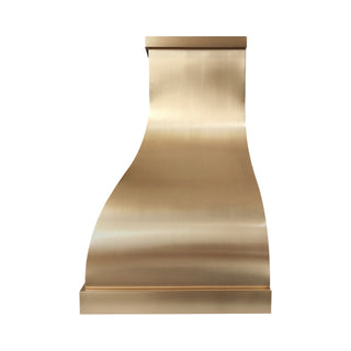 custom bell shaped brushed brass range hood