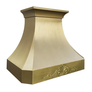 SINDA decorative antique brass kitchen vent hood with unique apron pattern