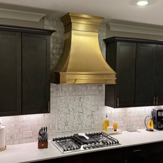 [CUSTOM] SINDA Elegant Custom Kitchen Brushed Brass Range Hood BRH3-C