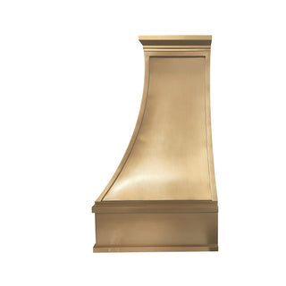 a architectural custom brushed brass range hood for modern kitchens